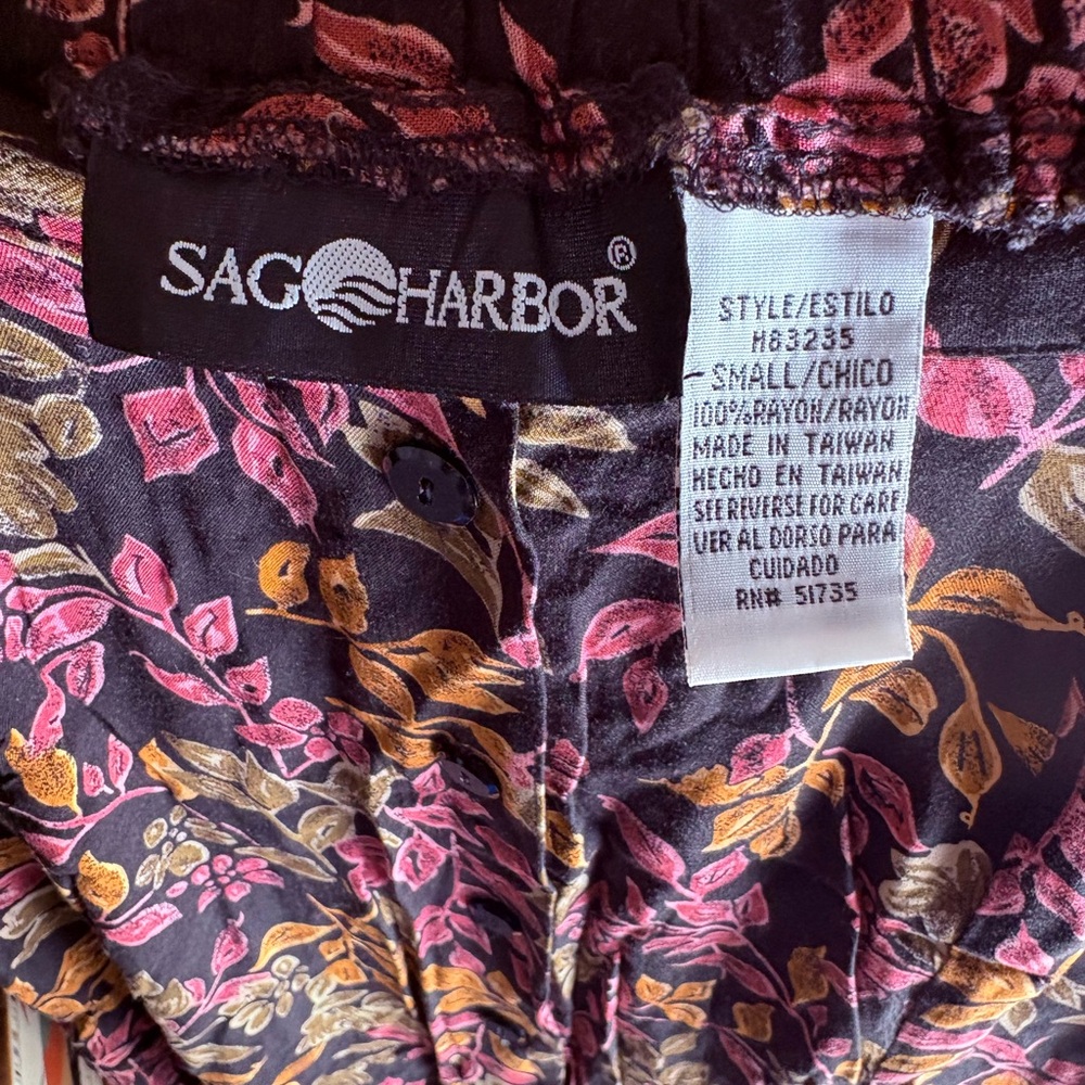 Sag Harbor Black and Pink Leaf Print Maxi Skirt - Picture 7 of 7